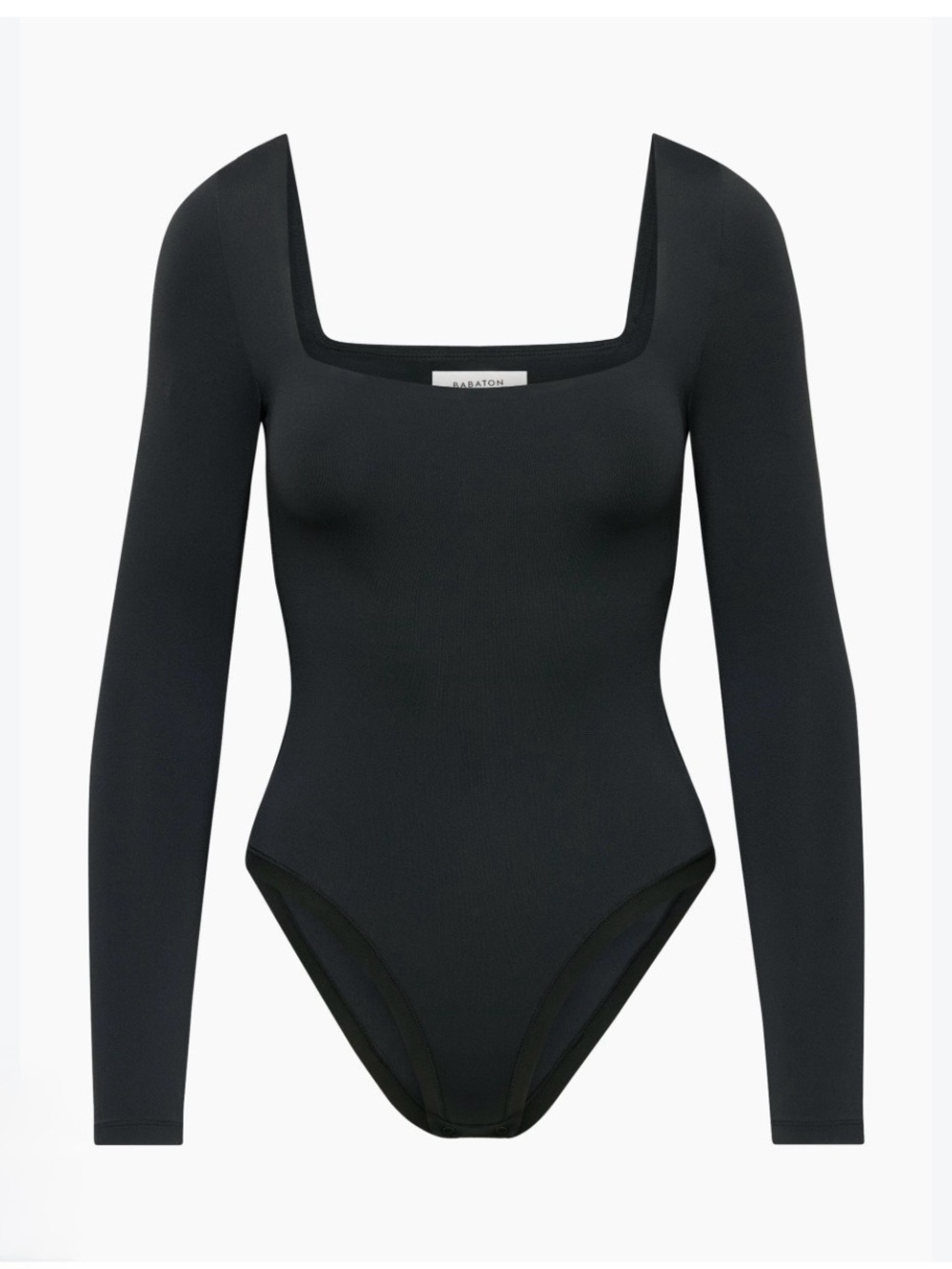 Babaton Contour Square Neck Long Sleeve Bodysuit Size Small Black